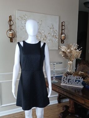 Women's Black Studded Sleeveless A-line Mini Dress By Kensie Medium